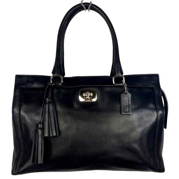 Coach Handbags - Coach Black Leather Lg Legacy Chelsea Carryall Satchel W Tassels & Hangtag 25365